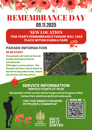 Remembrance Day 2025 new location poster.